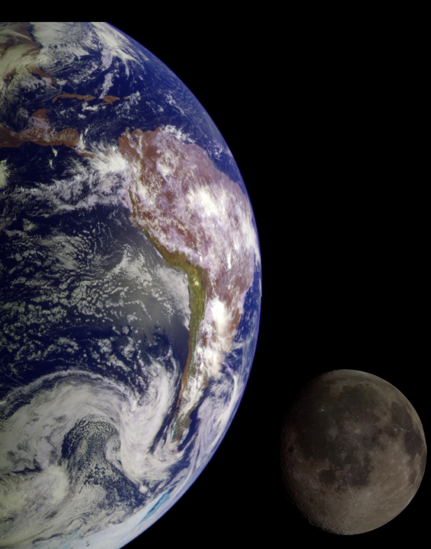 Earth and Moon seen together from space